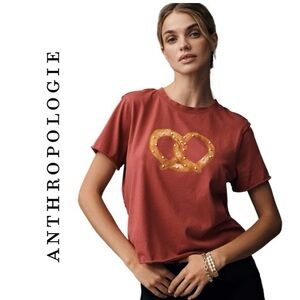 NWT Anthropologie Maeve Pearl-Embellished Pretzel Graphic Tee